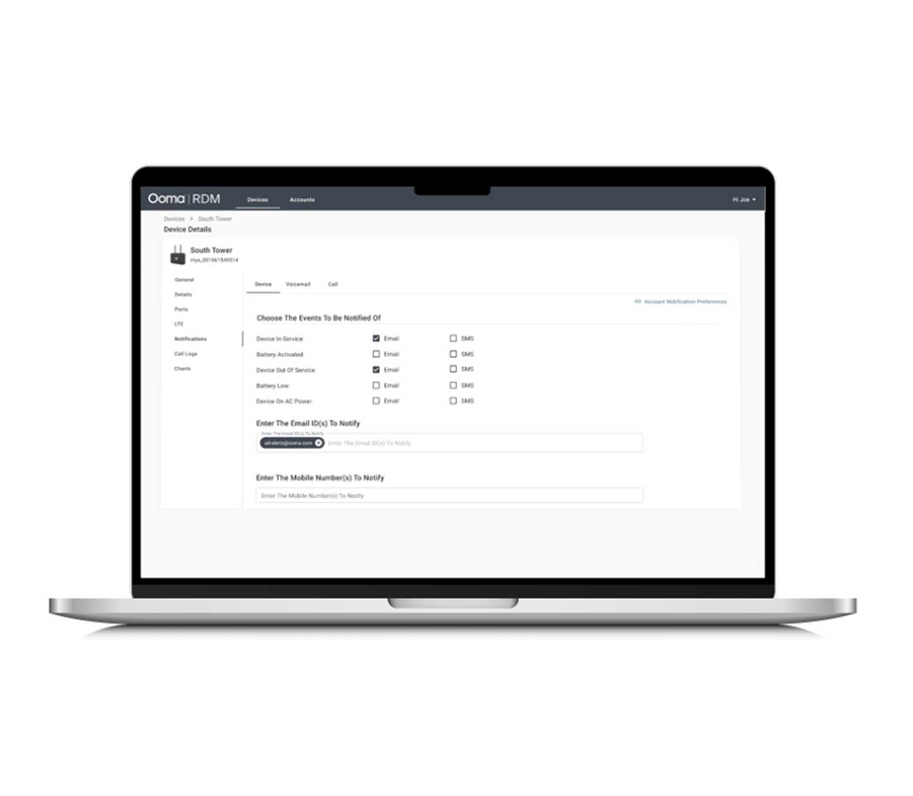 Ooma RDM monitoring dashboard