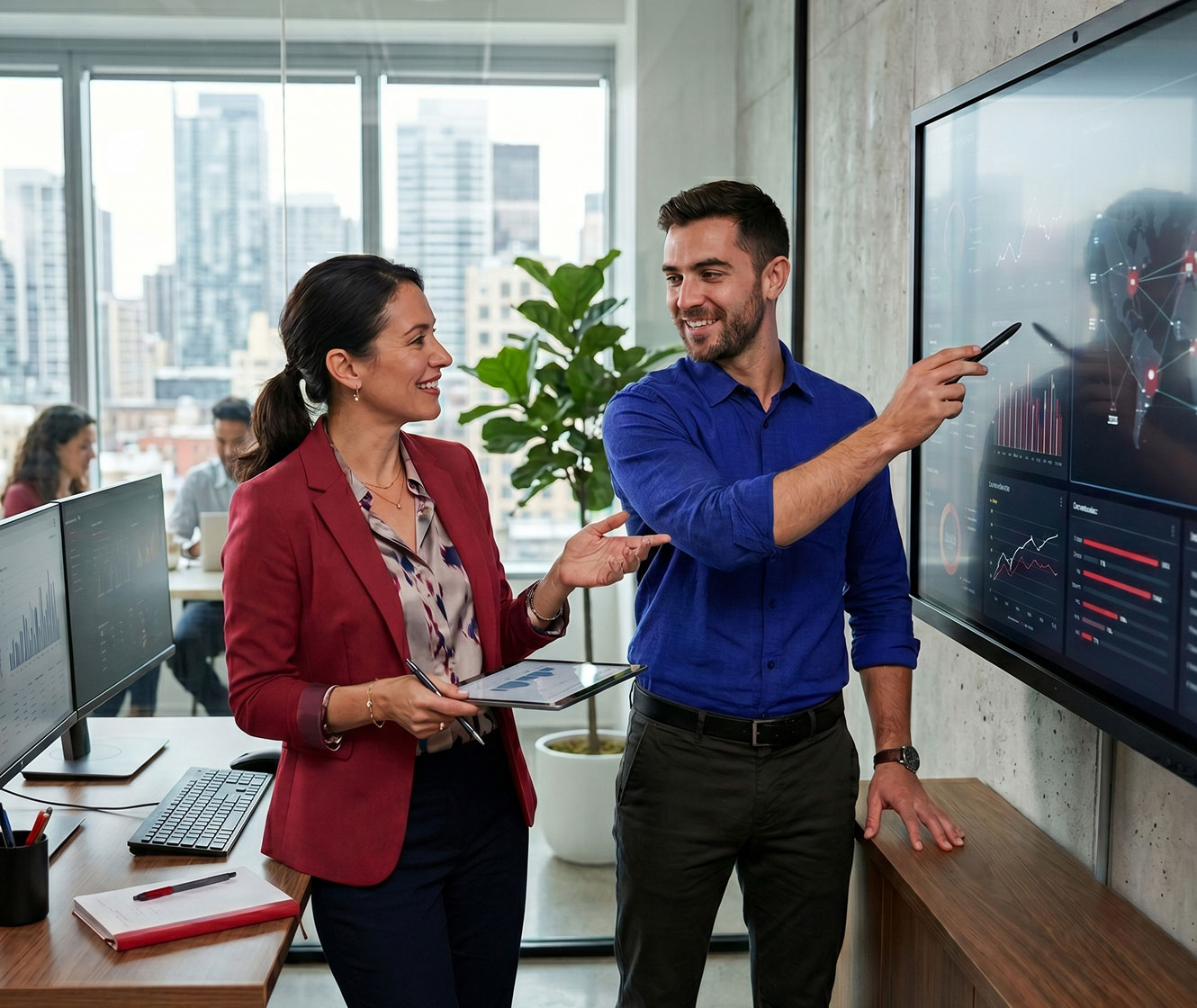 solutions4networks and Ooma AirDial team reviewing connectivity solutions