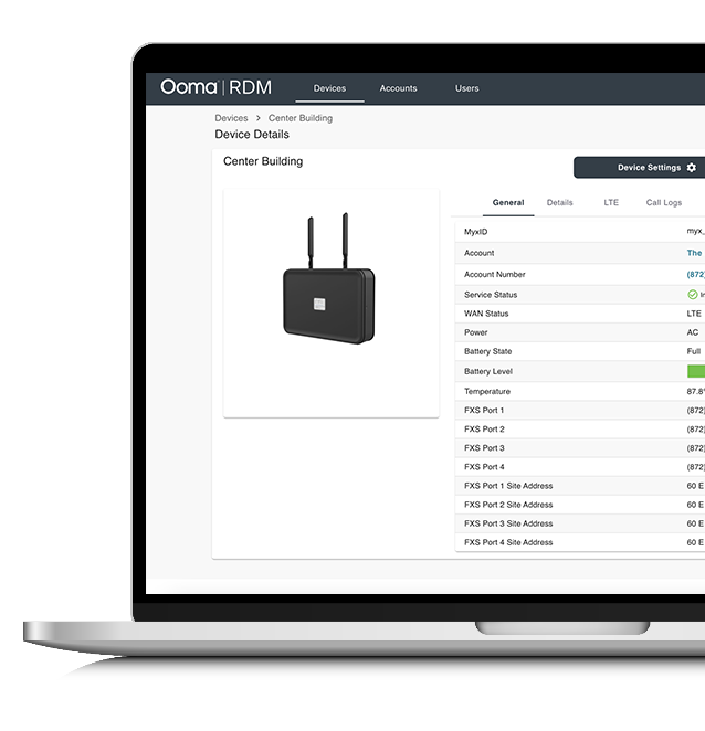 Remote Device Management (RDM) for POTS Airdial Ooma