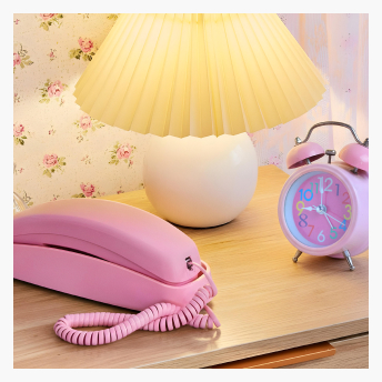 Pink Phone and Alarm Clock