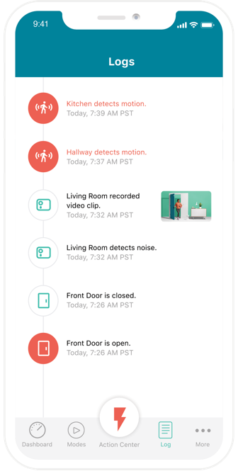 Ooma iphone mobile app for home security landing - A daily timeline of what’s happening.