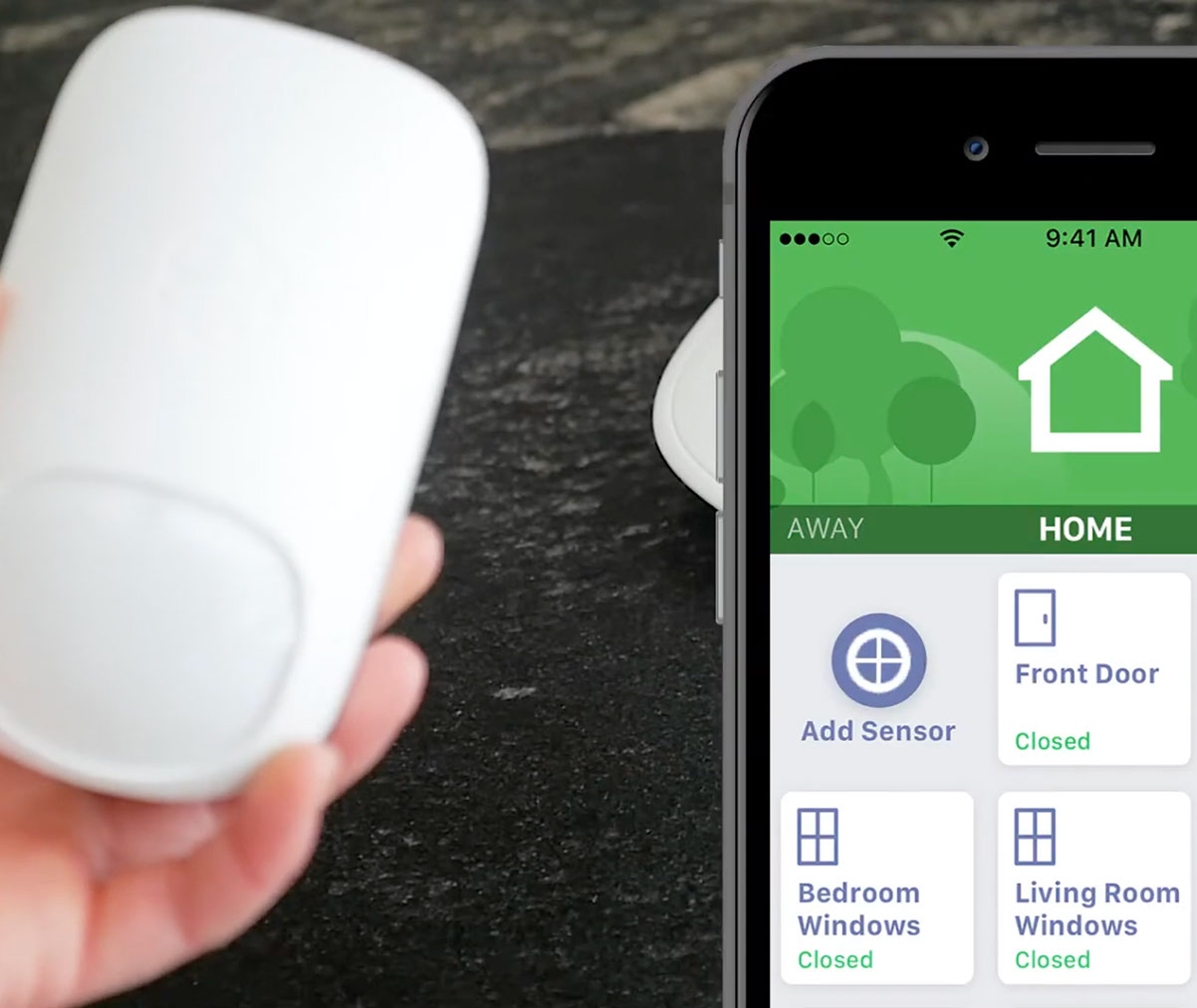 Video image of sensor mounting on wall.