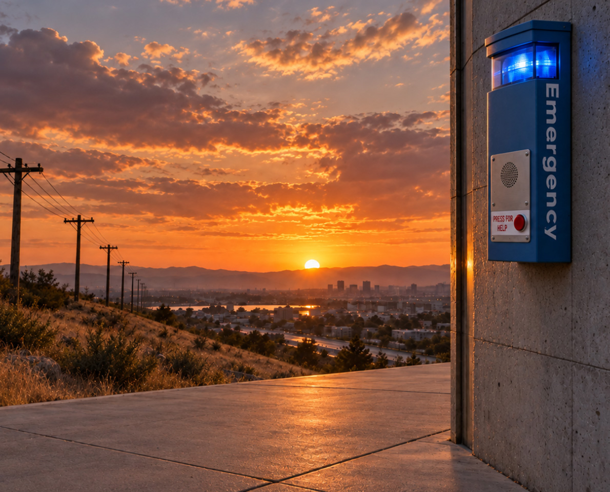 Emergency call box by power lines