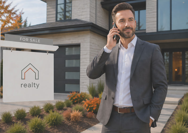 Real Estate agent on phone
