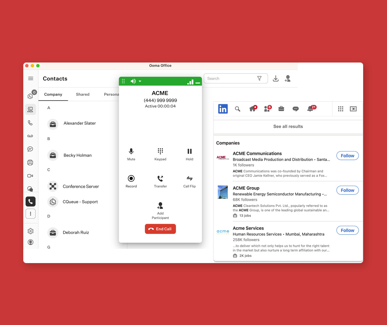 caller info match - linkedin