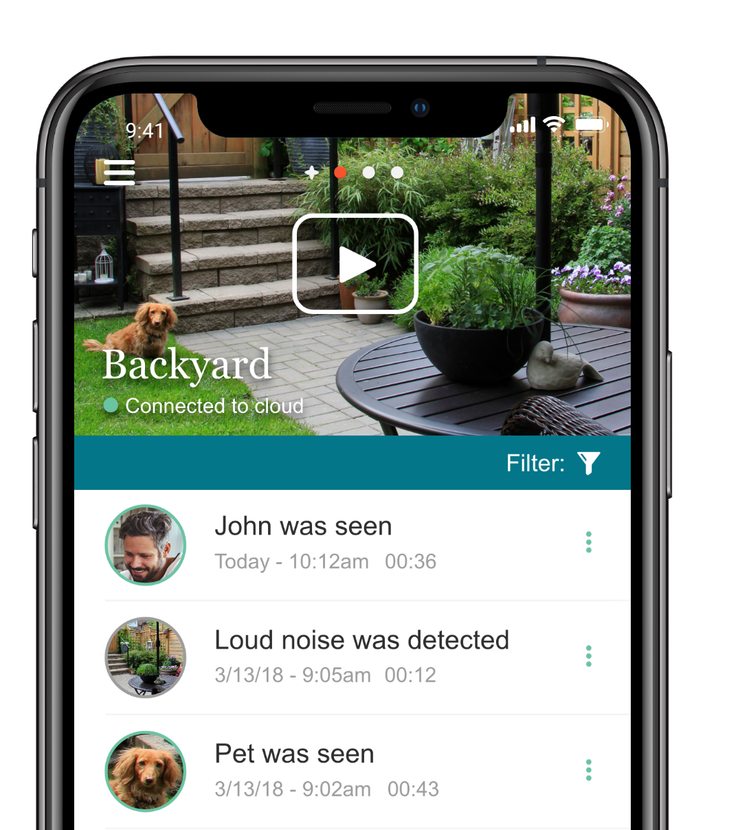 Ooma mobile application monitoring backyard