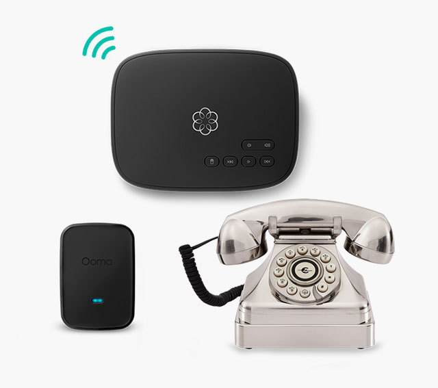 Ooma Telo Chrome Kettle Phone Bundle