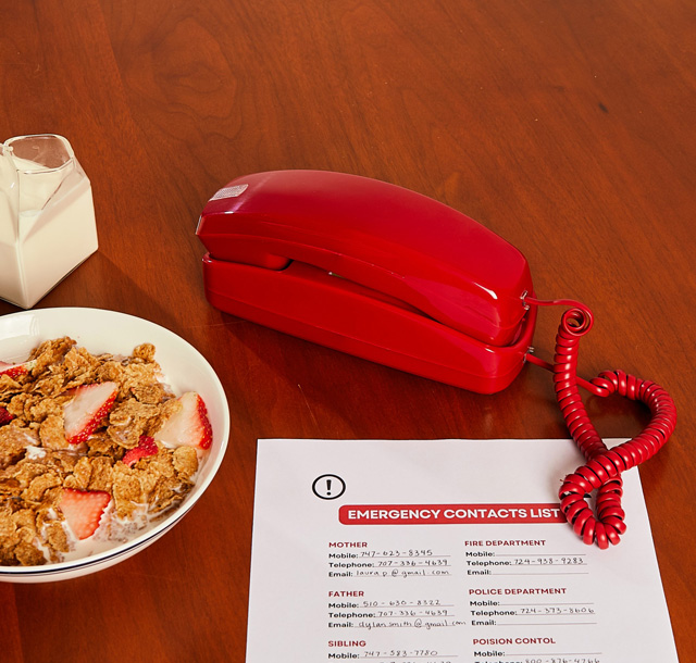 Ooma Red Trimline Phone Lifestyle