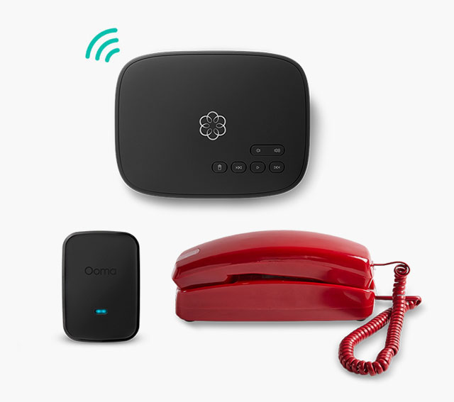 Ooma Red Trimline Phone