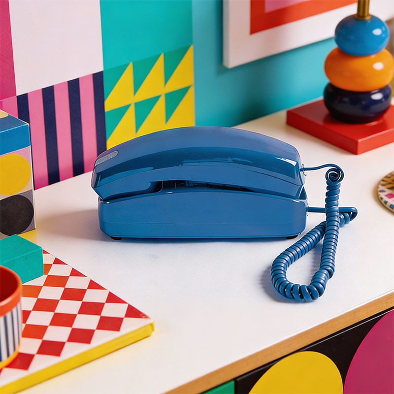 An image of Ooma Telo with Retro Black Phone on a table.