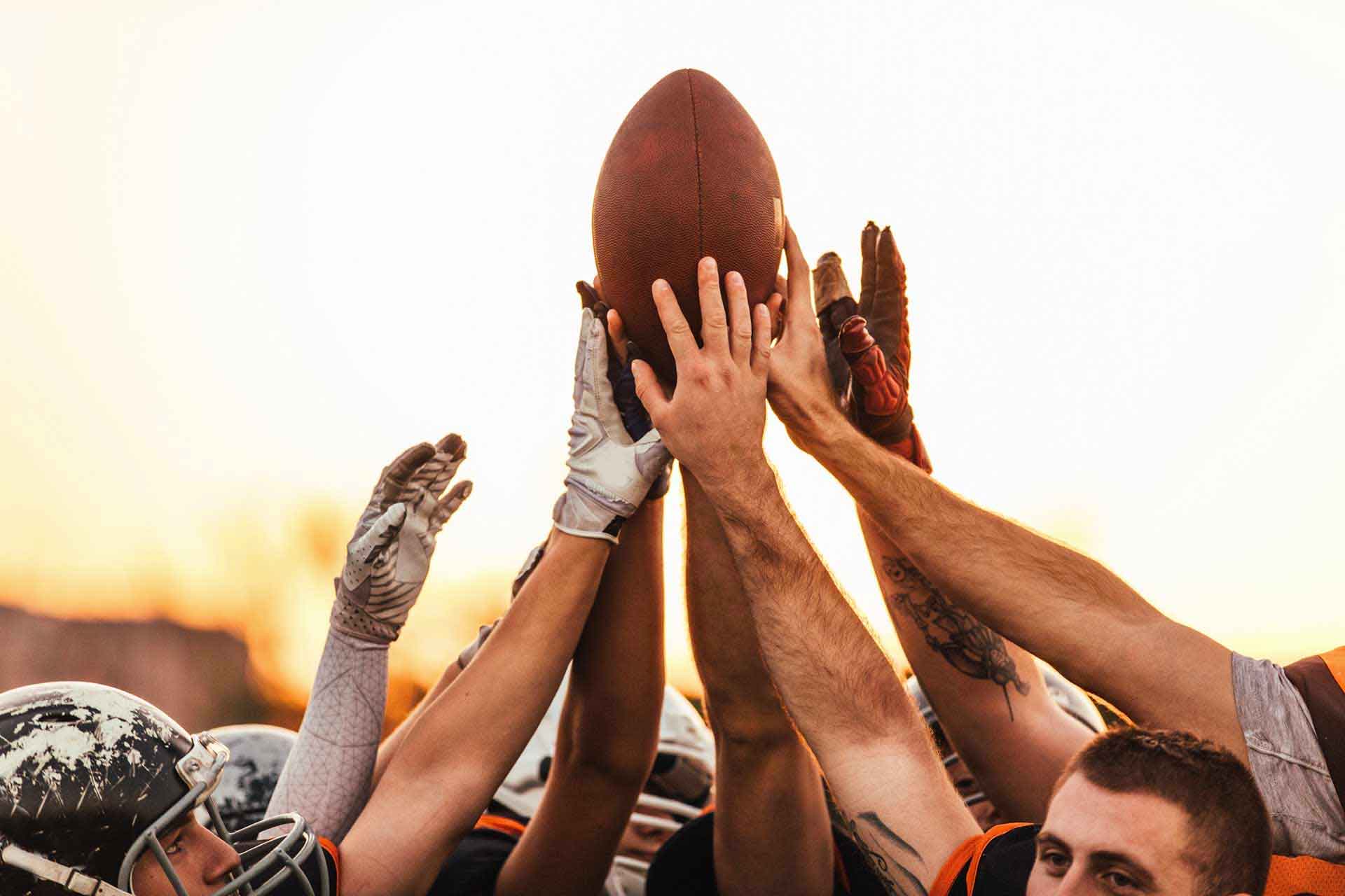 Getting ready to play football.