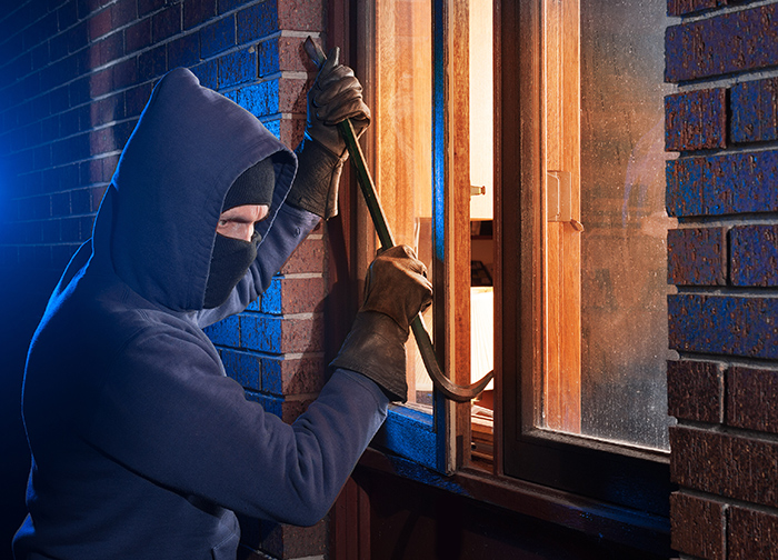 smart security camera catching burglar