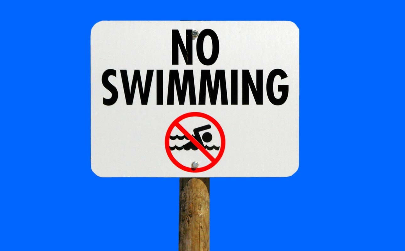 a no-swimming sign